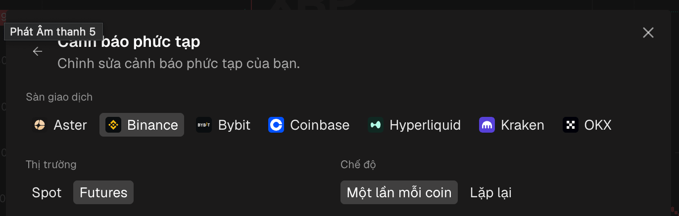 Phần trên của biểu mẫu tạo với sàn và thị trường đã chọn