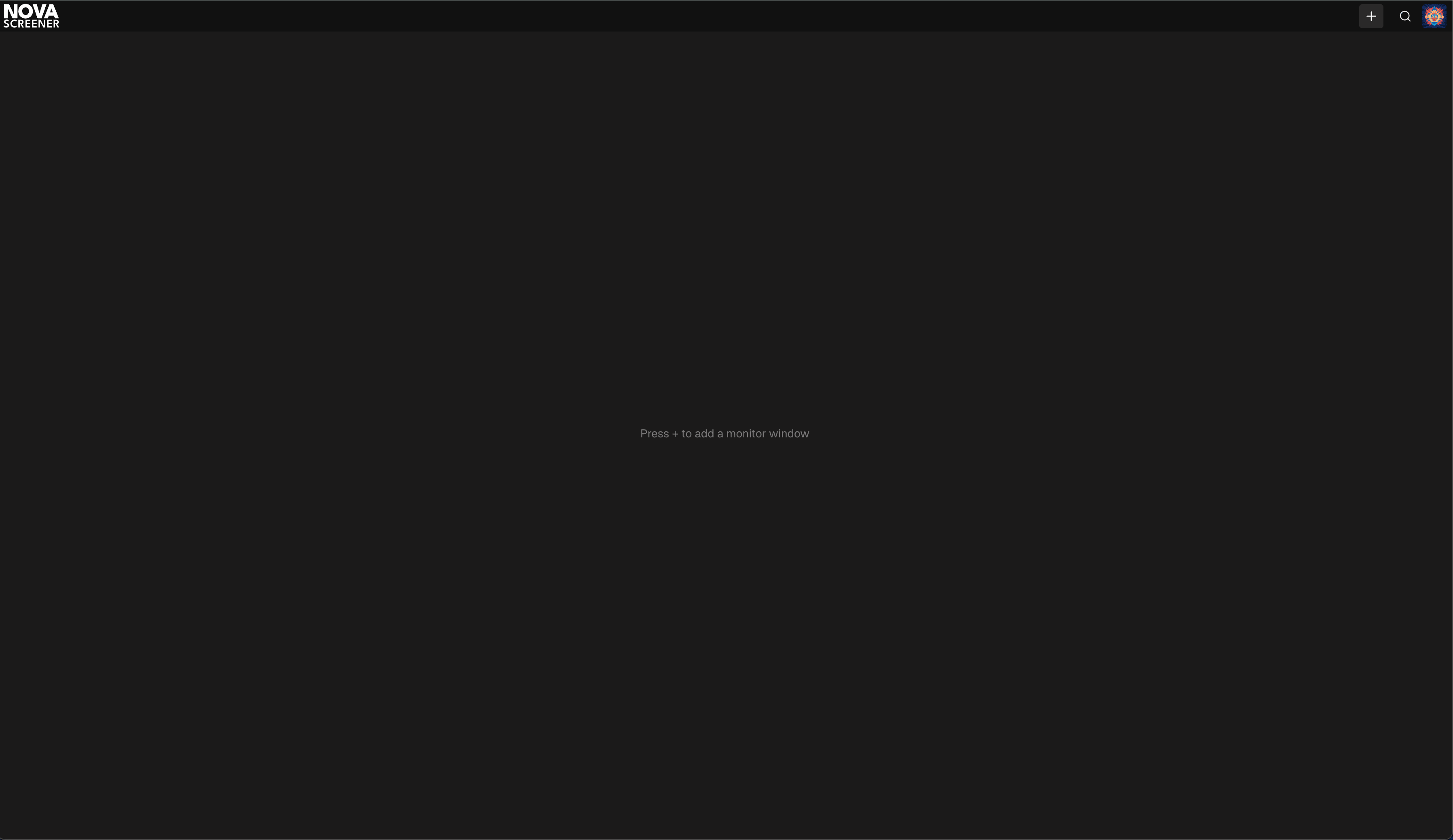 The empty monitor page with the hint to press plus to add a monitor window