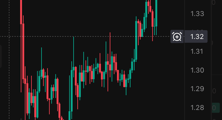 Das Alarm-Symbol, das neben der Preisskala erscheint, wenn du im erweiterten Chart über ein Preisniveau fährst